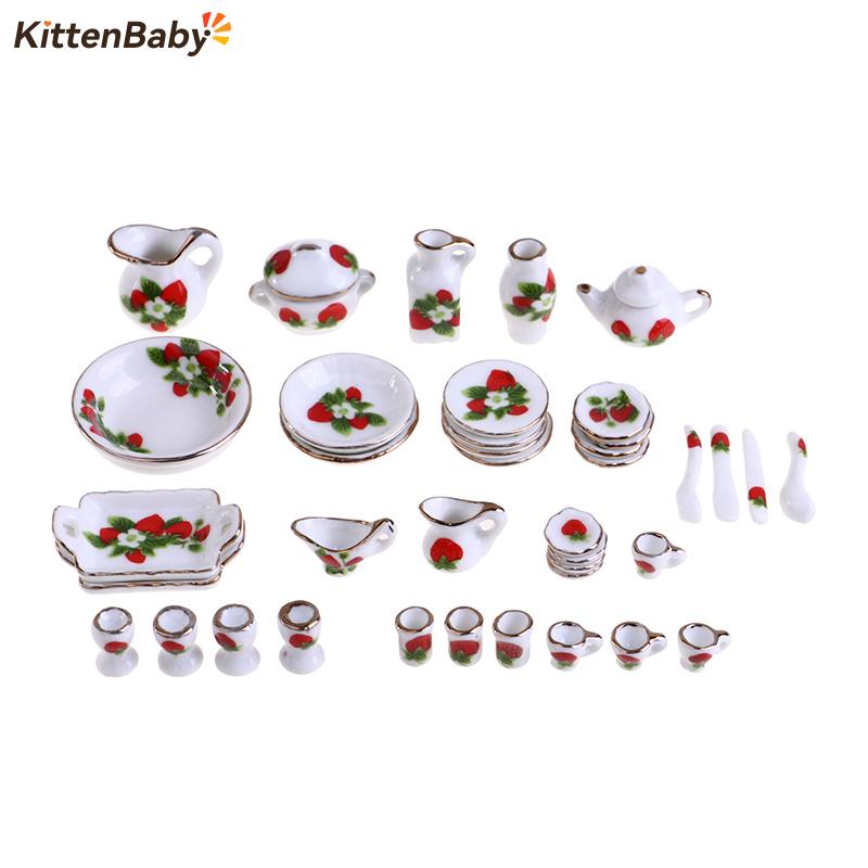 Tea Coffee Pot Set - 1 Set 1:12 Miniatuur Poppenhuis Bloem
