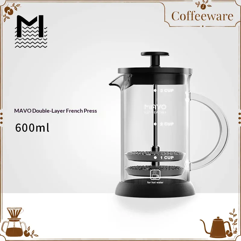 Coffee Tea Home - MAVO French Press Koffiezetapparaat Dubbel Mesh