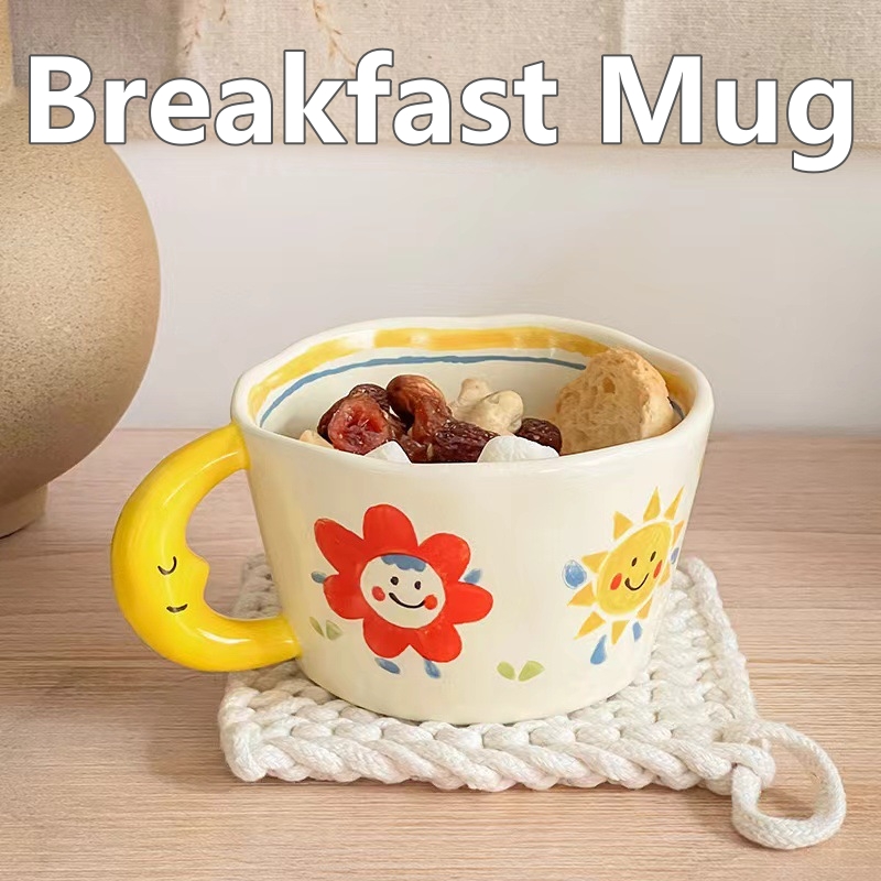 Coffee Tea Love - Keramische mok Mooi handgeschilderd met maanhandvat
