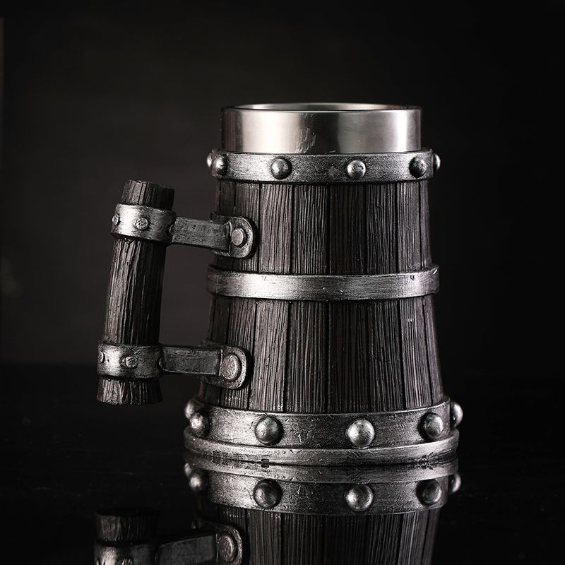 Coffee And Tea Glass - Houtnerf Bierglas Hars Roestvrijstalen Mok Imitatie