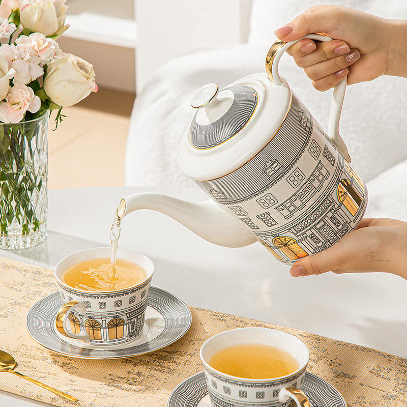 Architecturale kop en schotel  - Tea Coffee Pot Set recensie en prijs